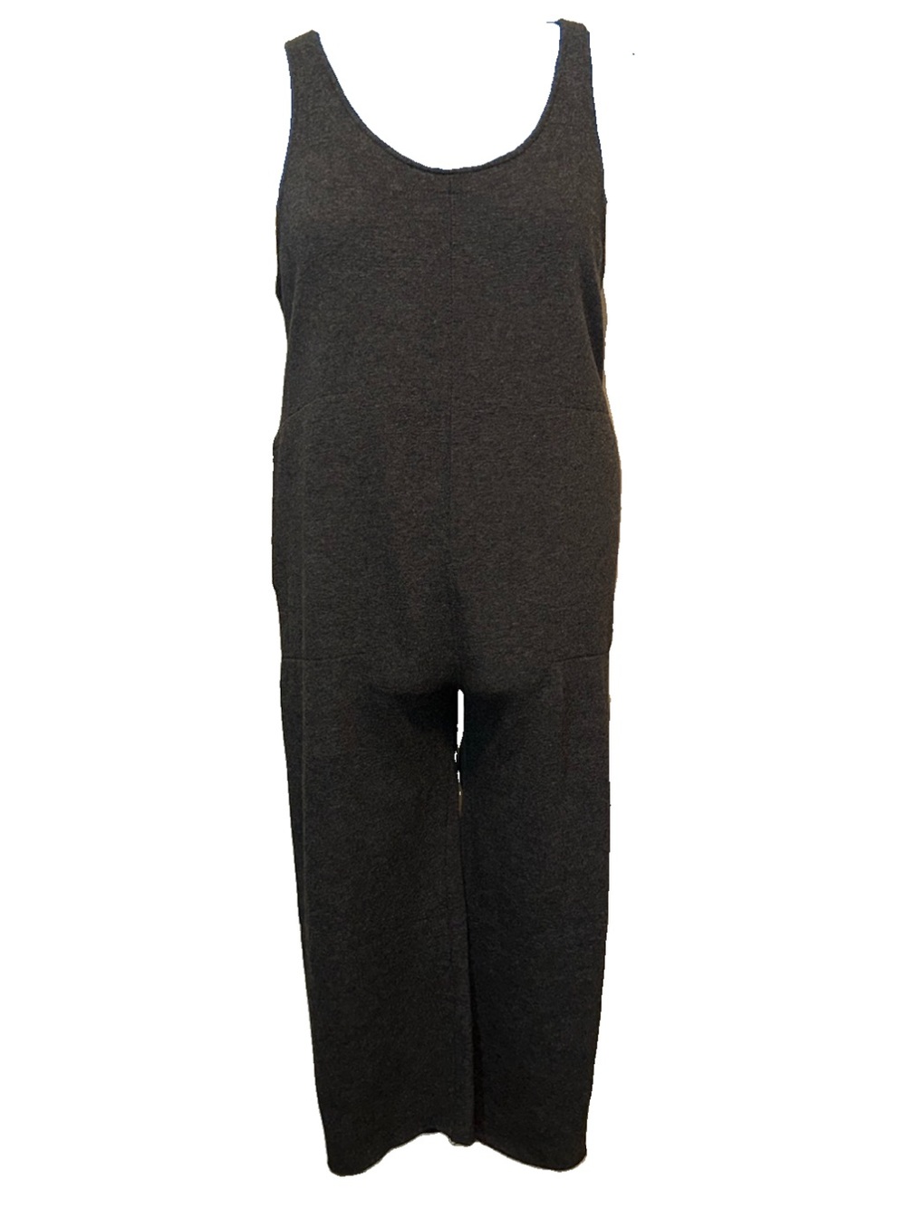 Colsie Charcoal Sleeveless Knit Wide-Leg Jumpsuit